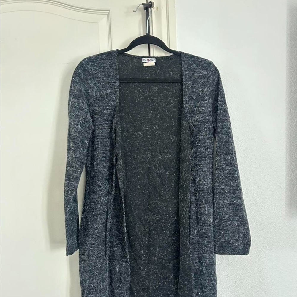 Women's Open Front Cardigan in Charcoal Gray